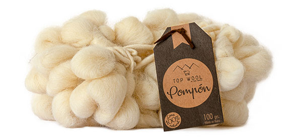 lana natural pompon color crudo